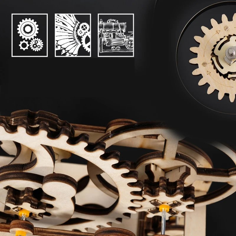 3D Wooden Puzzle Marble Run Set DIY Assembly Building Model Kit STEAM Engine Educational Toys for Adult Kids Birthday Gifts