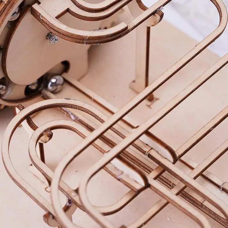 3D Wooden Puzzle Marble Run Set DIY Assembly Building Model Kit STEAM Engine Educational Toys for Adult Kids Birthday Gifts