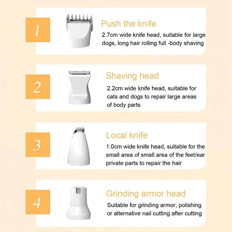 4-In-1 Pet Grooming And Care Set 4Different Blades Dog And Cat Hair Shaver Low Noise Pets Clippers Rechargeable Cordless 4-In-1 Pet Grooming And Care Set 4Different Blades Dog And Cat Hair Shaver Low Noise Pets Clippers Rechargeable Cordless