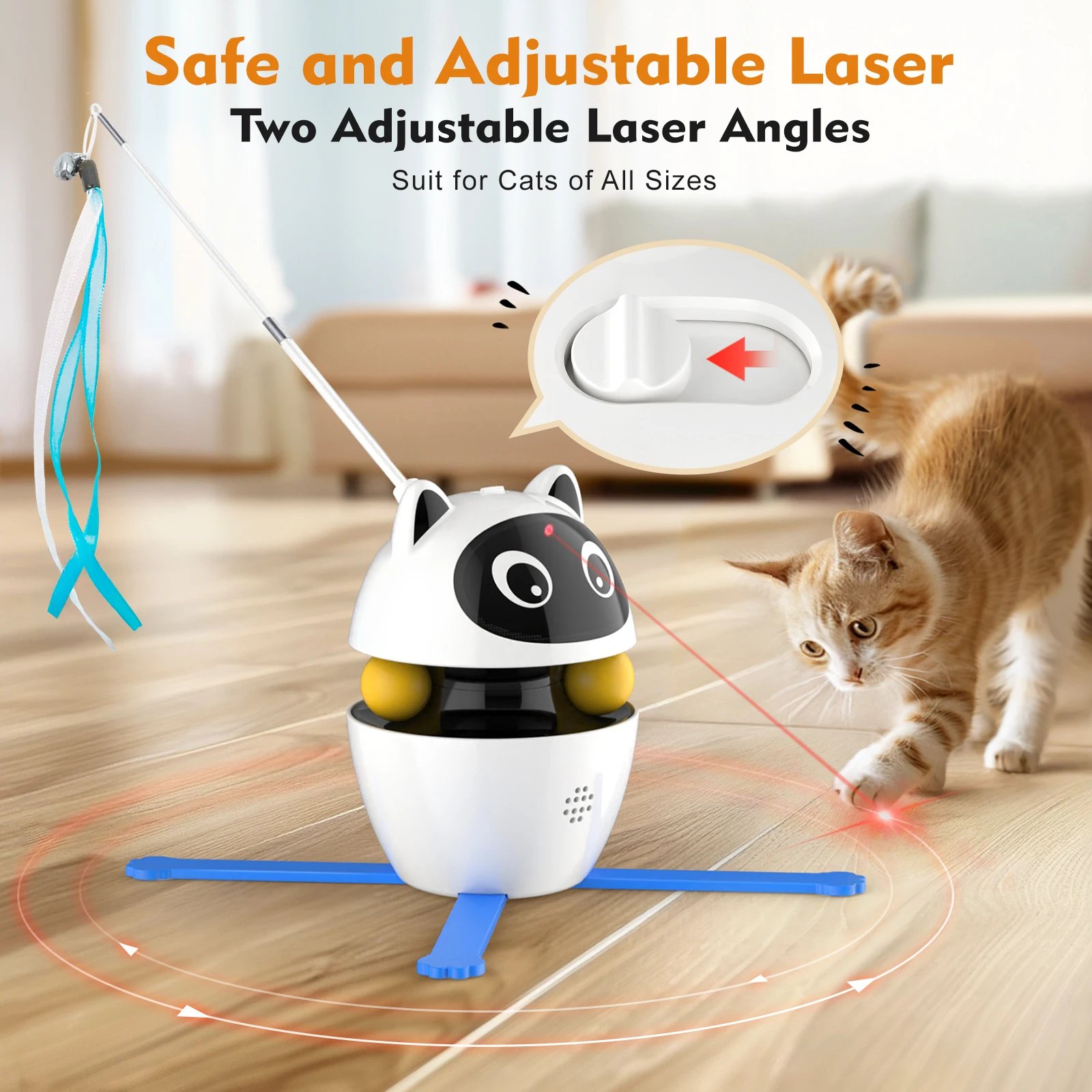 4-in-1 Rechargeable Cat Laser Toy Indoor Electric Interactive Multifunctional Toys Adjustable Laser and 2 Auto Ring Balls Pet Toys Pets Supplies Top Categories Color : White 4-in-1 Rechargeable Cat Laser Toy Indoor Electric Interactive Multifunctional Toys Adjustable Laser and 2 Auto Ring Balls Pet Toys Pets Supplies Top Categories Color : White