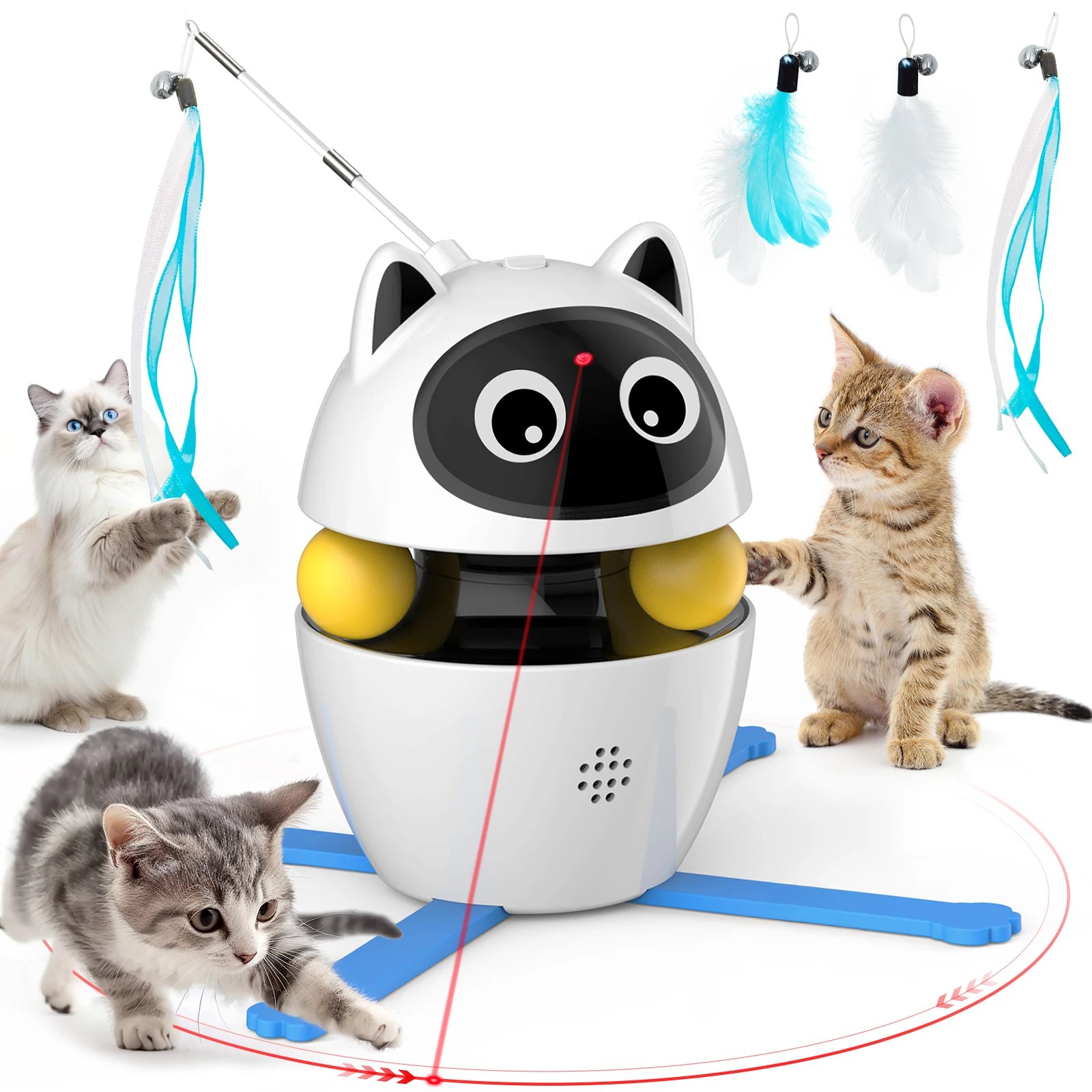 4-in-1 Rechargeable Cat Laser Toy Indoor Electric Interactive Multifunctional Toys Adjustable Laser and 2 Auto Ring Balls Pet Toys Pets Supplies Top Categories Color: White 4-in-1 Rechargeable Cat Laser Toy Indoor Electric Interactive Multifunctional Toys Adjustable Laser and 2 Auto Ring Balls Pet Toys Pets Supplies Top Categories Color: White