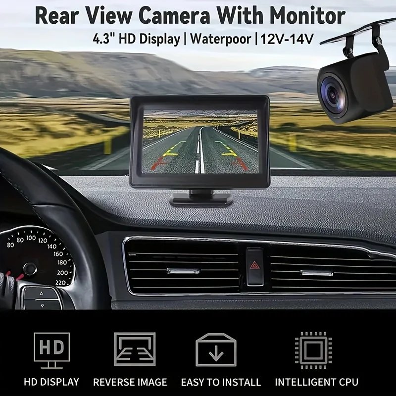 4.3inch Monitor Rear View 4Pin Backup Camera For Cars Parking Universal Car Reverse Camera 12v Pickup SUV