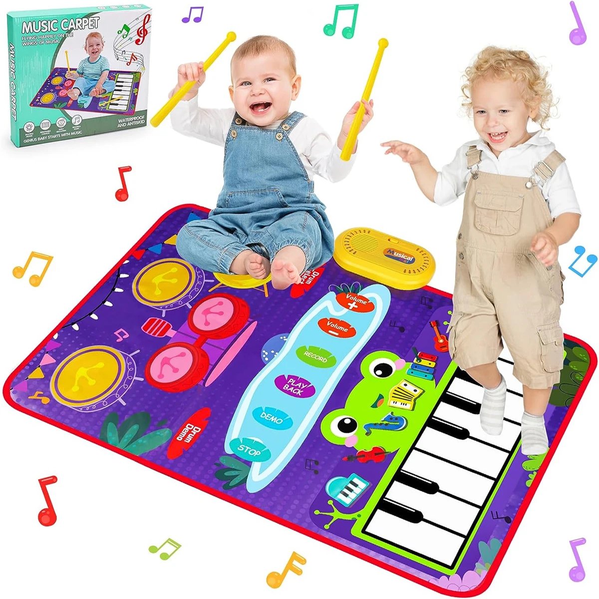 80x50cm Toddler Musical Piano Mat For Children Educational Toys Floor Keyboard Drum Toys Dance Mat With Instruments Sounds Toys