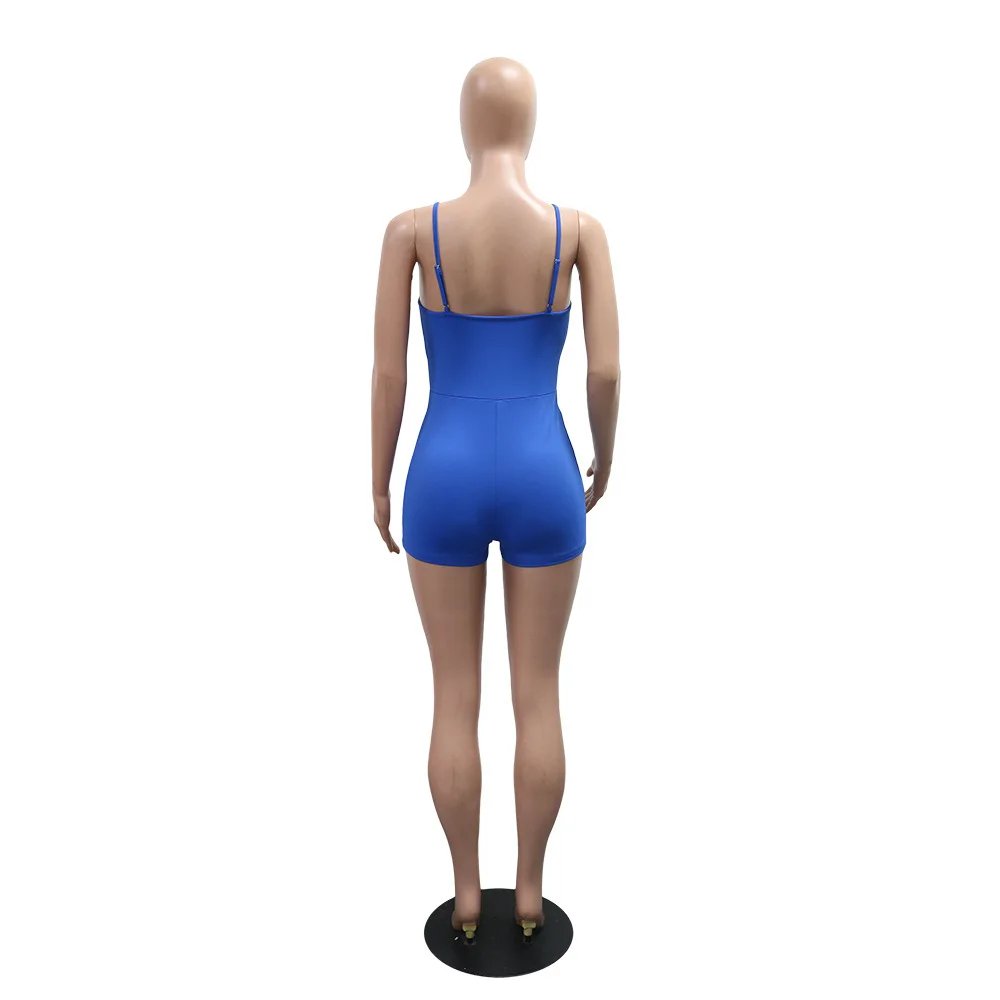 CM.YAYA Women Active Striped Sleeveless Strap Romper and Playsuit 2025 Summer Sporty Night Club Chic One Piece Suit Jumpsuit