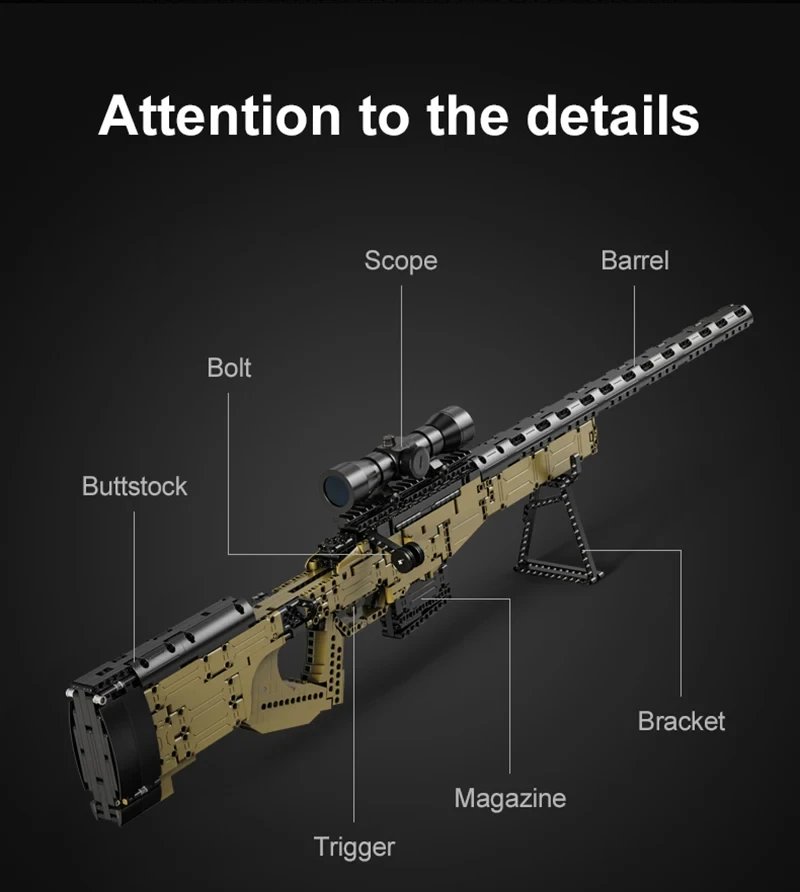 Cada 979Pcs City Technical  Police Military Weapon Sniper Rifle Building Blocks WW2 For Assault Rifle Bricks Toys for Kids Gifts