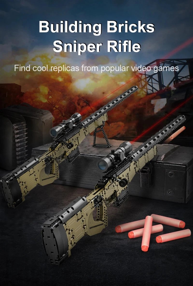 Cada 979Pcs City Technical  Police Military Weapon Sniper Rifle Building Blocks WW2 For Assault Rifle Bricks Toys for Kids Gifts