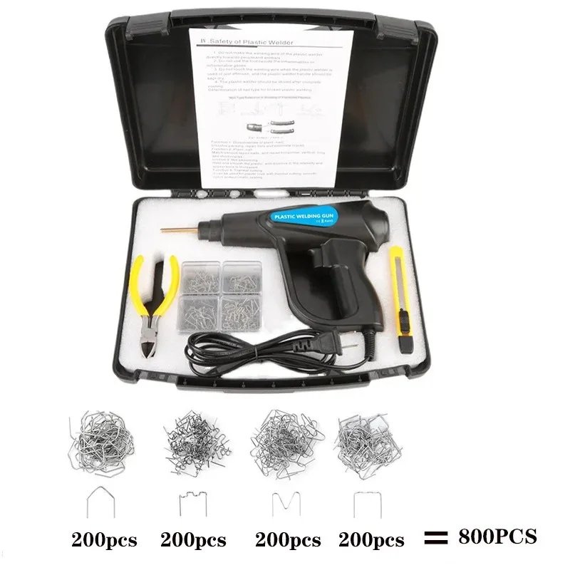Car bumper repair gun, hand tool 70W hot rivet machine, plastic welding machine, plastic repair soldering iron kit Color: Black Car bumper repair gun, hand tool 70W hot rivet machine, plastic welding machine, plastic repair soldering iron kit Color: Black