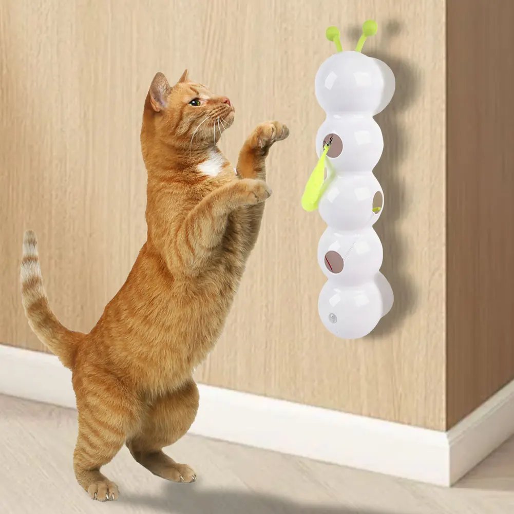 Caterpillar Teasing Cat Toy Motion Activated Kitten Toy Rechargeable Automatic Cat Toy with Tail for Bored Indoor Cats