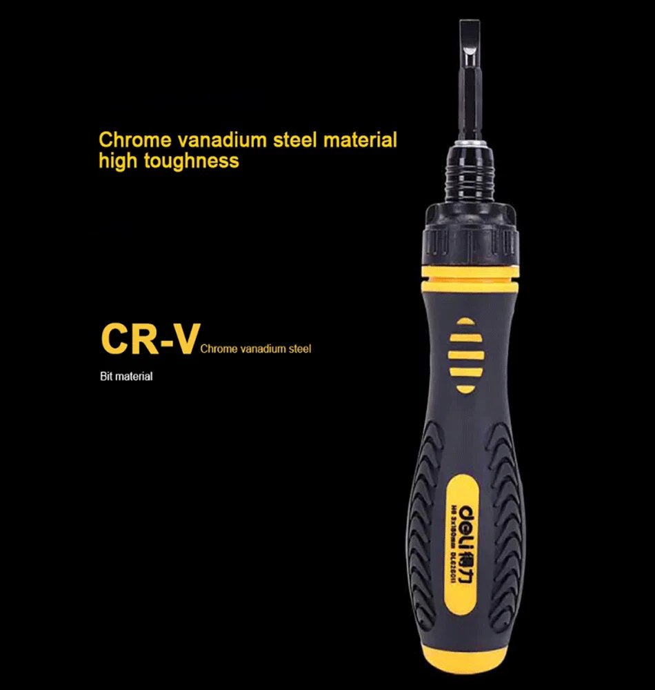 Deli Ratche Phillips Slotted Dual Purpose Scalable Ratchet Screwdrivers CR-V Magnetic Screw Driver Repair Manual Tool Deli Ratche Phillips Slotted Dual Purpose Scalable Ratchet Screwdrivers CR-V Magnetic Screw Driver Repair Manual Tool