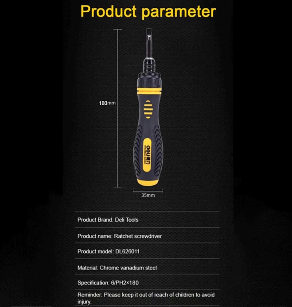 Deli Ratche Phillips Slotted Dual Purpose Scalable Ratchet Screwdrivers CR-V Magnetic Screw Driver Repair Manual Tool Deli Ratche Phillips Slotted Dual Purpose Scalable Ratchet Screwdrivers CR-V Magnetic Screw Driver Repair Manual Tool