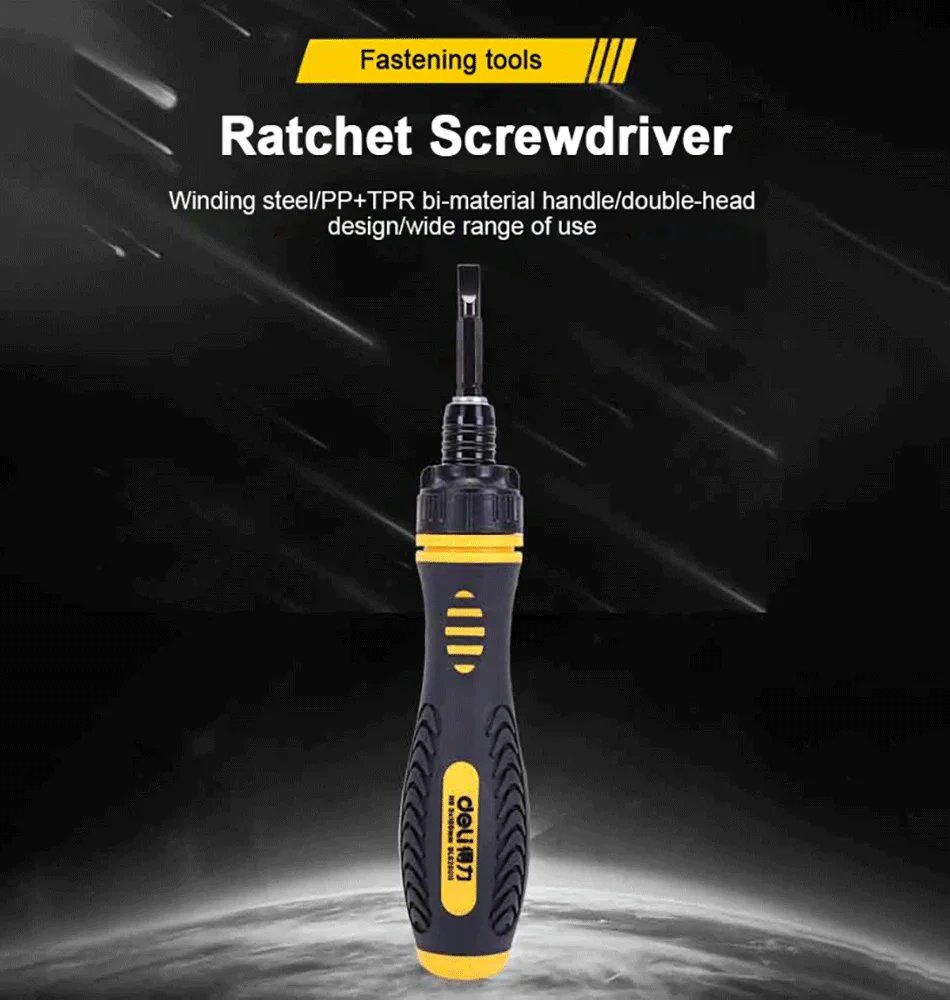 Deli Ratche Phillips Slotted Dual Purpose Scalable Ratchet Screwdrivers CR-V Magnetic Screw Driver Repair Manual Tool Deli Ratche Phillips Slotted Dual Purpose Scalable Ratchet Screwdrivers CR-V Magnetic Screw Driver Repair Manual Tool