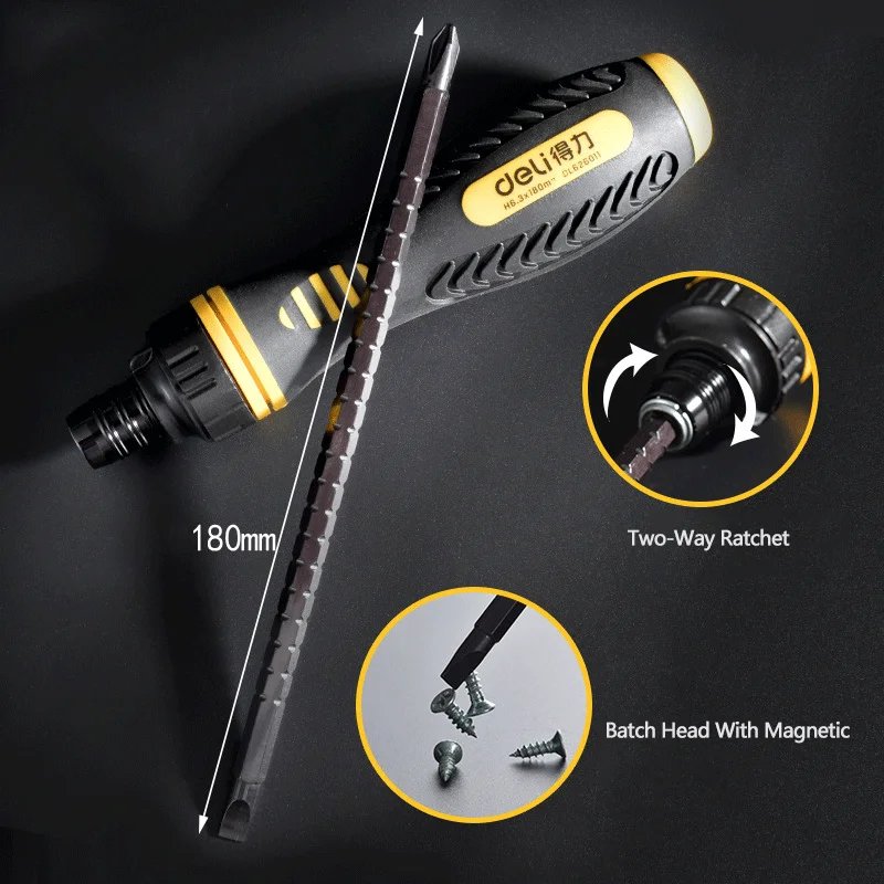 Deli Ratche Phillips Slotted Dual Purpose Scalable Ratchet Screwdrivers CR-V Magnetic Screw Driver Repair Manual Tool Screwdrivers & Drill Bits Tools Top Categories Color : DL626011 Deli Ratche Phillips Slotted Dual Purpose Scalable Ratchet Screwdrivers CR-V Magnetic Screw Driver Repair Manual Tool Screwdrivers & Drill Bits Tools Top Categories Color : DL626011