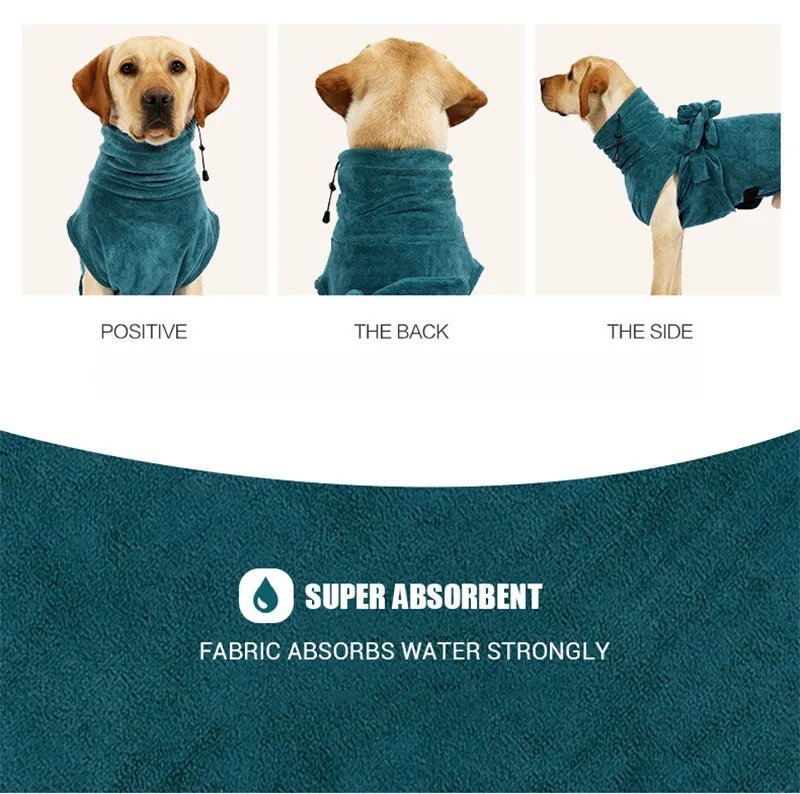 Dog Bathrobe Super Absorbent Dog Bathing Suit for Small Medium Large Dogs Quick-Drying Pet Bath Towel Warm Dog Clothing Corgi