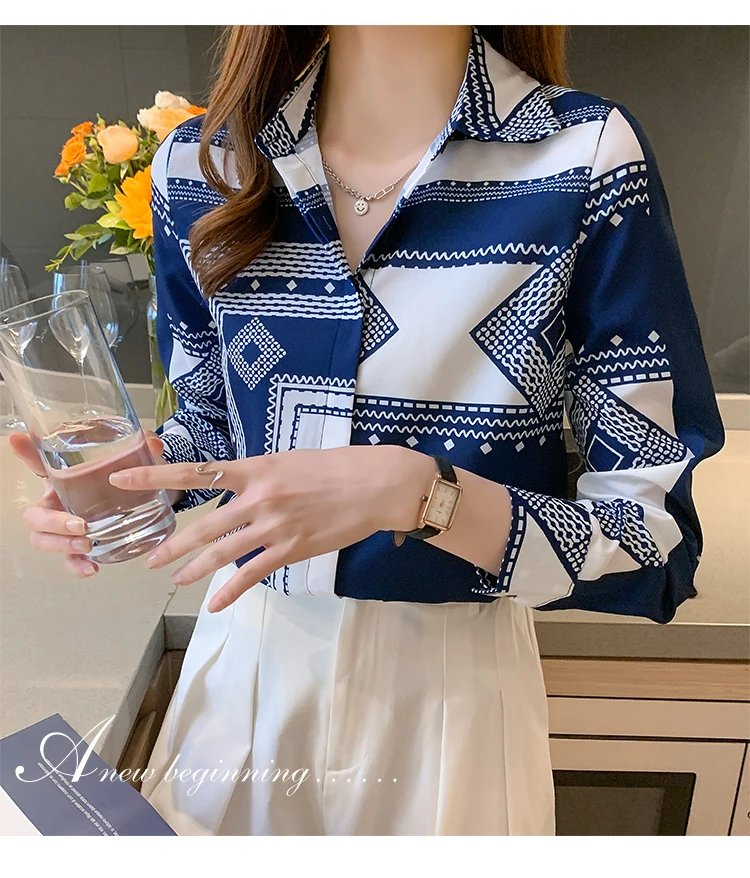 Fashion ladies shirts New elegant Women Blouses Long Sleeve Button-Down Tops blusa mujer