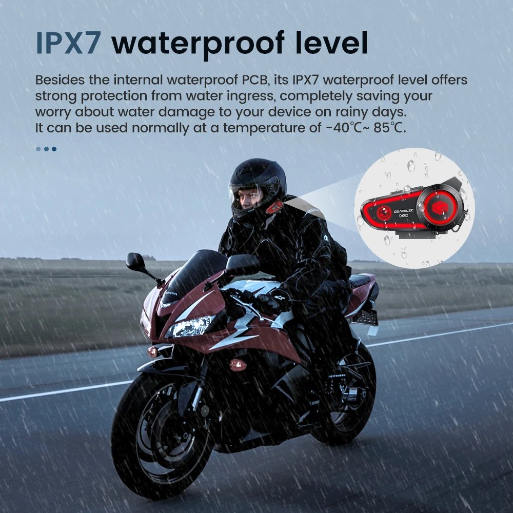 GEARELEC DK02 Motorcycle Helmet Headset Stereo Bluetooth Hands Free Call IPX7 Waterproof 2800mAh With Tri-Color Ambient Light GEARELEC DK02 Motorcycle Helmet Headset Stereo Bluetooth Hands Free Call IPX7 Waterproof 2800mAh With Tri-Color Ambient Light