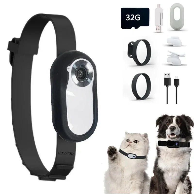HD 1080P Wireless Collar Camera No WiFi Needed Dog Cat Pet Camera Collar Nanny Camera Video Records for Cats Dogs Birthday Gift