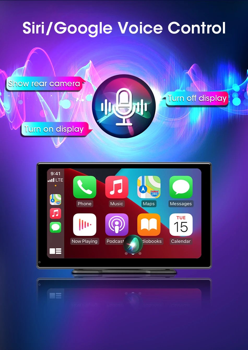 JMCQ 10 inch Carplay Car Smart Screen multimedia Video player Wireless Carplay Android Auto Car Radio for Apple Android Stereo