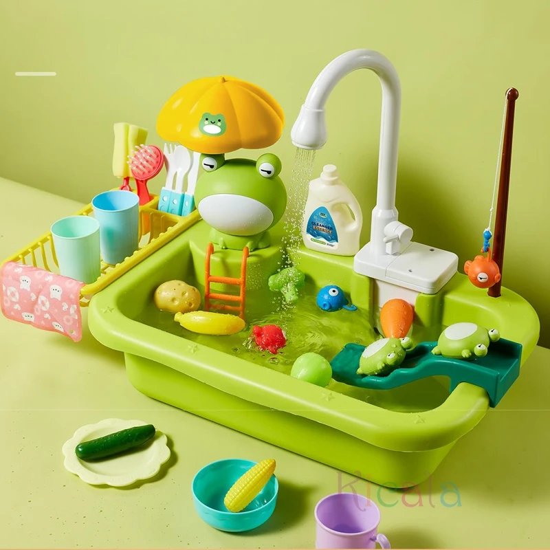Kids Kitchen Sink Toys Electric Dishwasher Playing Toy With Running Water Pretend Play Food Fishing Toy Role Playing Girls Gift Color : frog|duck Kids Kitchen Sink Toys Electric Dishwasher Playing Toy With Running Water Pretend Play Food Fishing Toy Role Playing Girls Gift Color : frog|duck