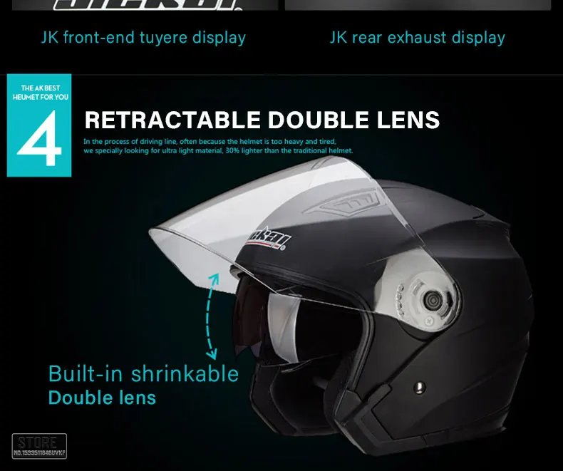 Motorbike Casco Go Kart Scooter Motor Van Motorcycle Dual Lens Vintage Helmets Four Seasons Racing Half Helmets Casque Helmet