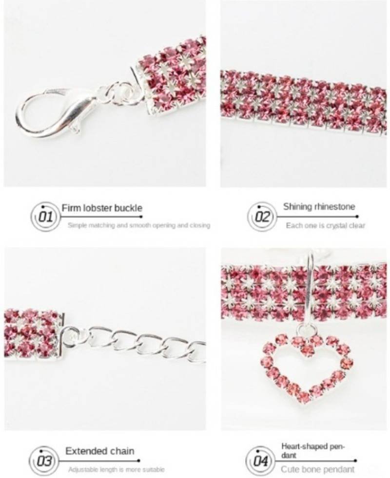 New Cat Dog Collar Three Row Elastic Rhinestone Pet Collars Love Decoration Necklace Puppy Kitten Ornament Pets Supplies New Cat Dog Collar Three Row Elastic Rhinestone Pet Collars Love Decoration Necklace Puppy Kitten Ornament Pets Supplies