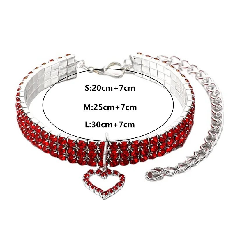 New Cat Dog Collar Three Row Elastic Rhinestone Pet Collars Love Decoration Necklace Puppy Kitten Ornament Pets Supplies Size : L|M|S New Cat Dog Collar Three Row Elastic Rhinestone Pet Collars Love Decoration Necklace Puppy Kitten Ornament Pets Supplies Size : L|M|S