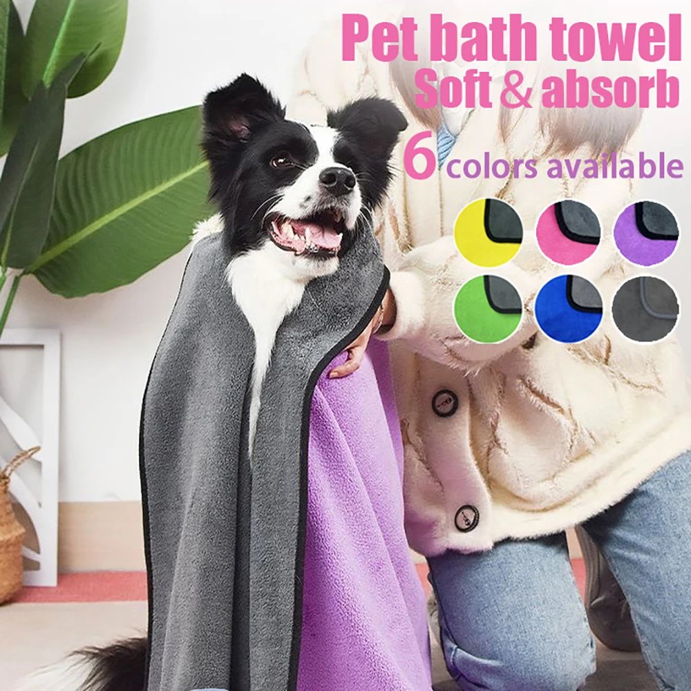 Quick-drying Dog and Cat Towels Soft Fiber Towels Absorbent Bath Towel Pet Bathrobe Convenient Cleaning Towel Dog Accessories