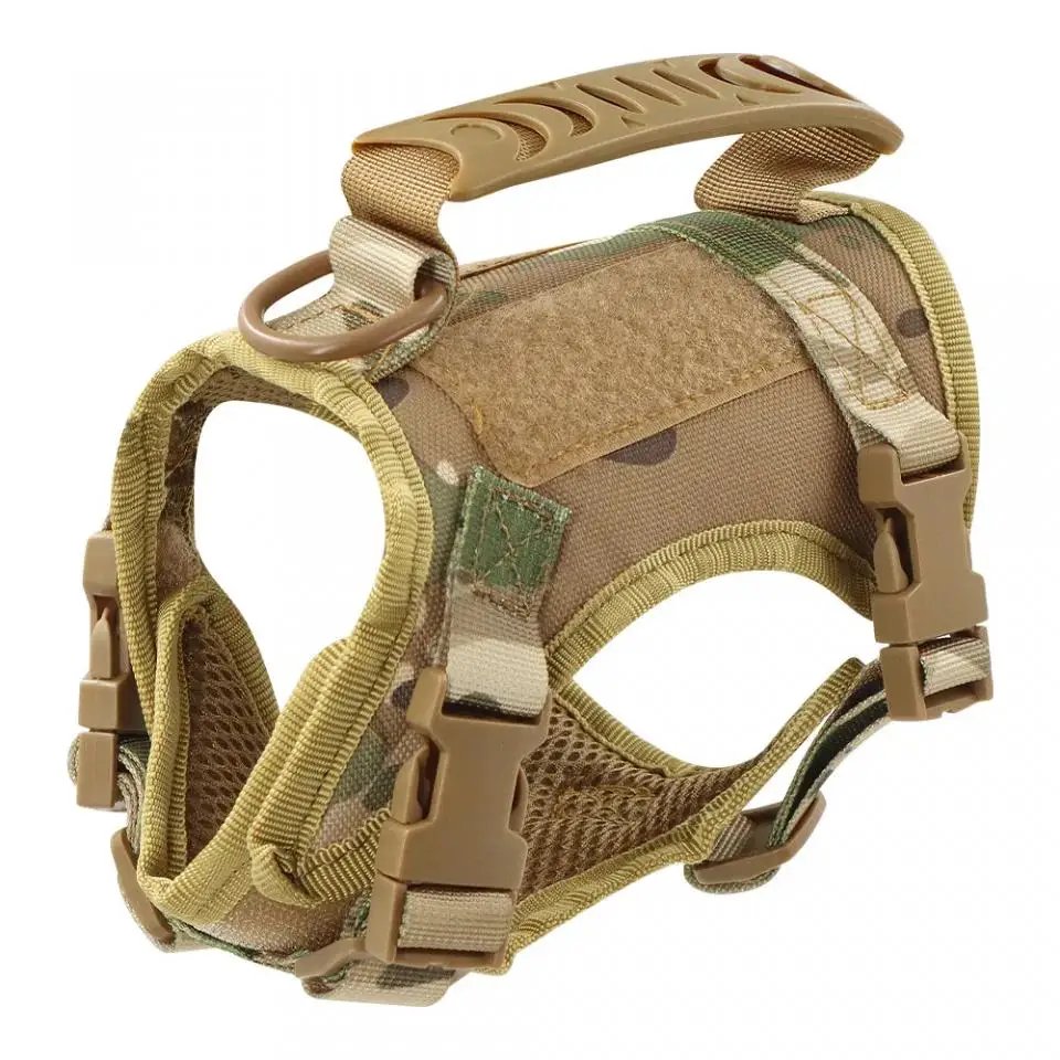 Tactical Cat Harness Leash for Walking Escape Proof Adjustable Kitten Vest with Patch for Military Service Small Dog Training