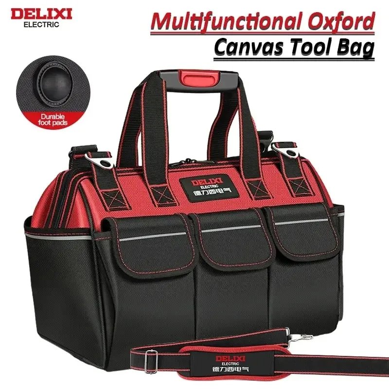 Tool Bag DELIXI ELECTRIC Oxford Canvas Multi-pocket Storage Household Multifunctional Electrician Special Wear Resistant Workbox Tool Bags Tools Top Categories Color : 1 Tool Bag DELIXI ELECTRIC Oxford Canvas Multi-pocket Storage Household Multifunctional Electrician Special Wear Resistant Workbox Tool Bags Tools Top Categories Color : 1