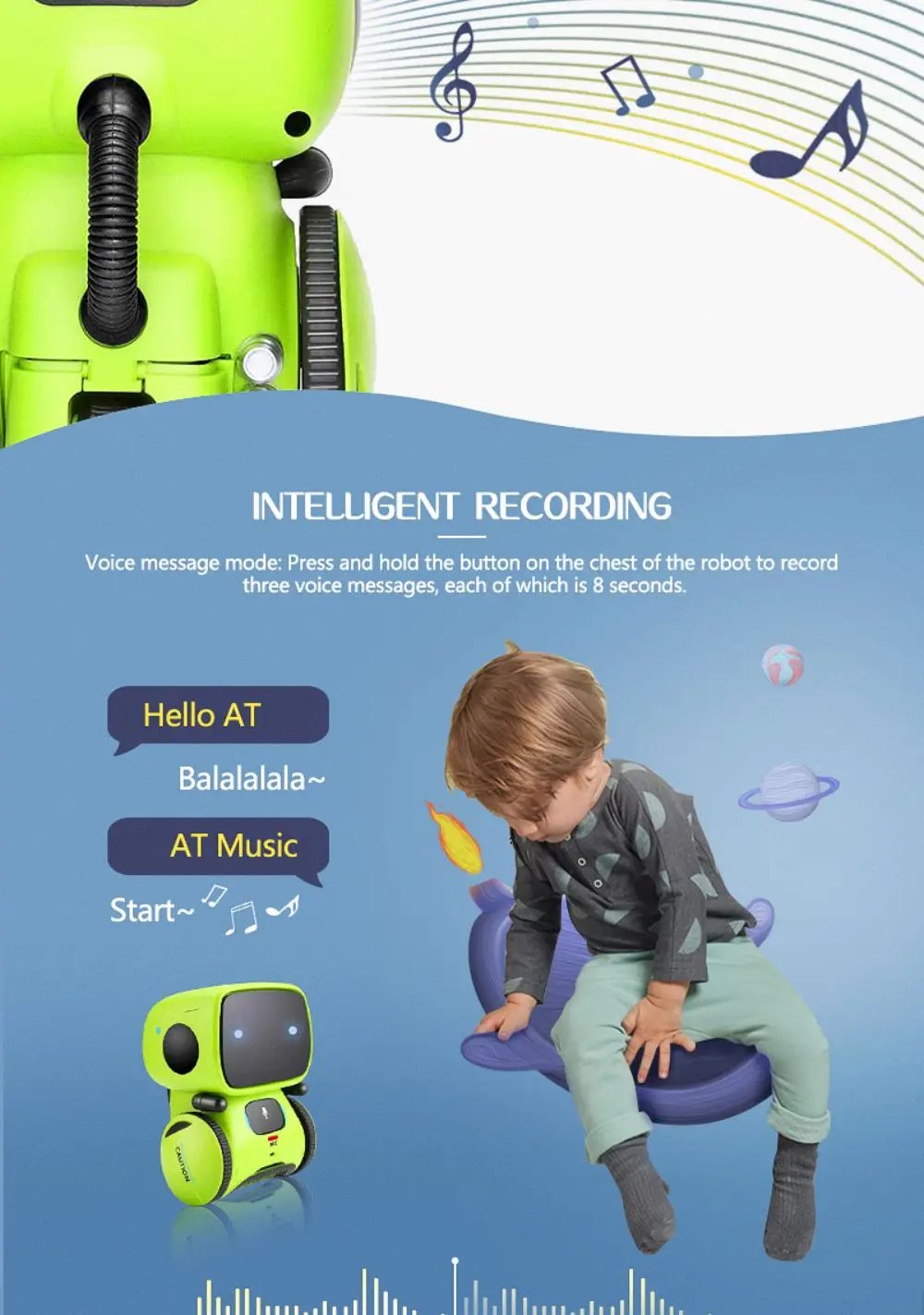 Toy Robot Intelligent Robots Russian & English & Spanish Version Voice & Touch control Toys Interactive Educational RC Robot