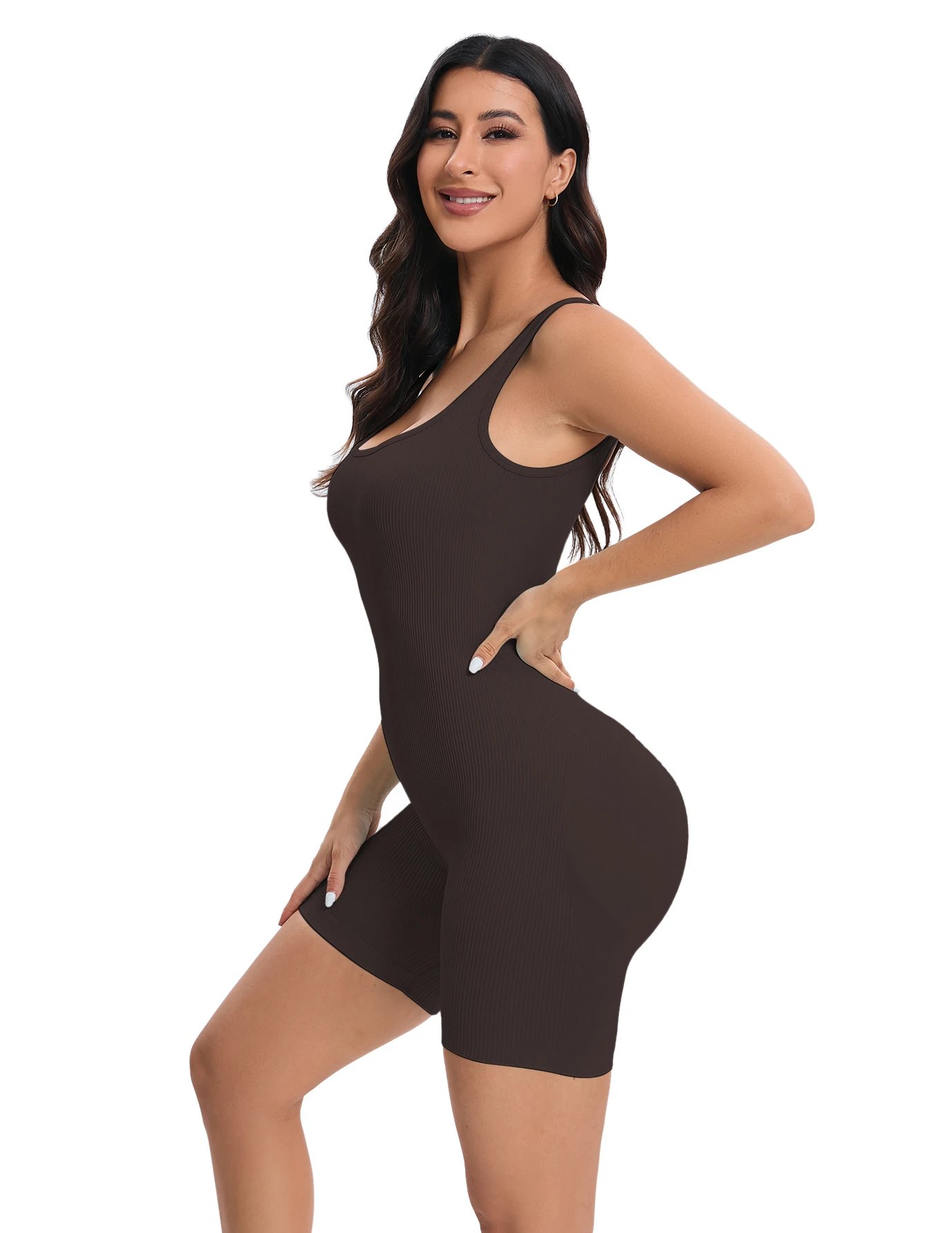 Women Yoga Romper Workout Ribbed Square Neck One Piece Seamless Tank Top Jumpsuit Women Yoga Romper Workout Ribbed Square Neck One Piece Seamless Tank Top Jumpsuit