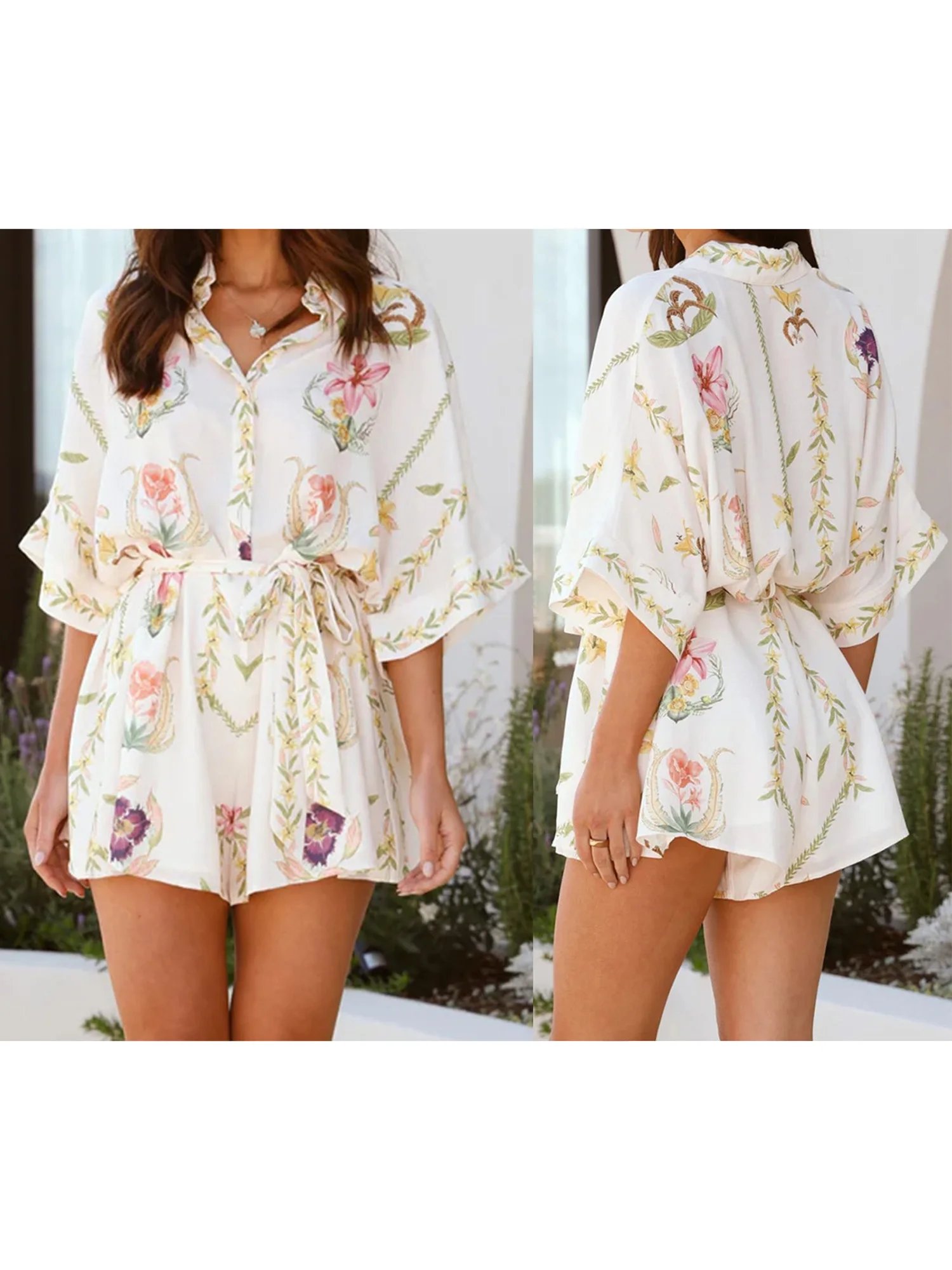 Women s Casual Sleeveless V-Neck Romper with Pockets Elastic Waist Solid Color Short Jumpsuit Beach Playsuit Women s Casual Sleeveless V-Neck Romper with Pockets Elastic Waist Solid Color Short Jumpsuit Beach Playsuit