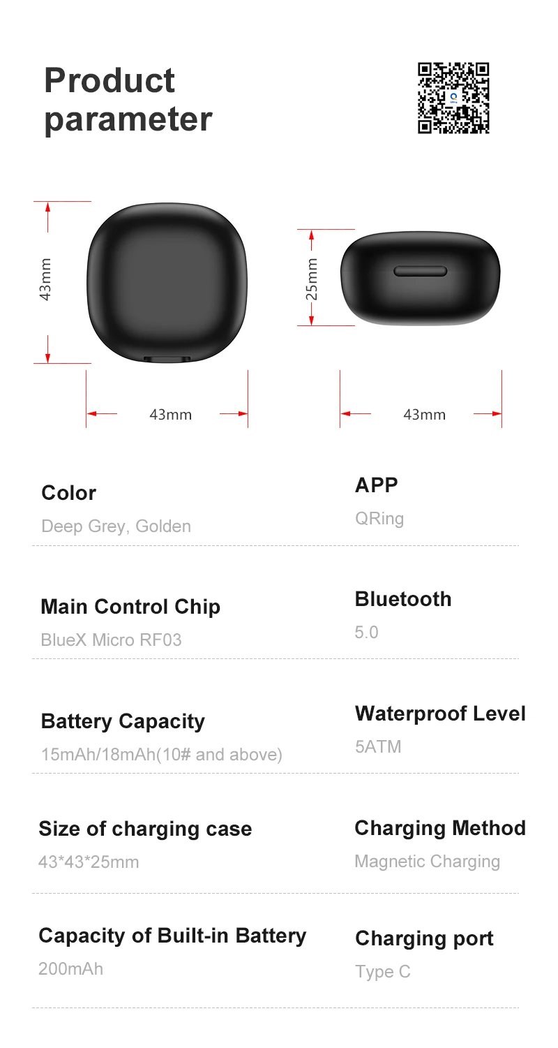 R06 Smart Ring Men Women with Charging Case,Heart Rate and Blood Oxygen Monitor,5ATM Waterproof,Multi-Sport Mode For Andriod IOS