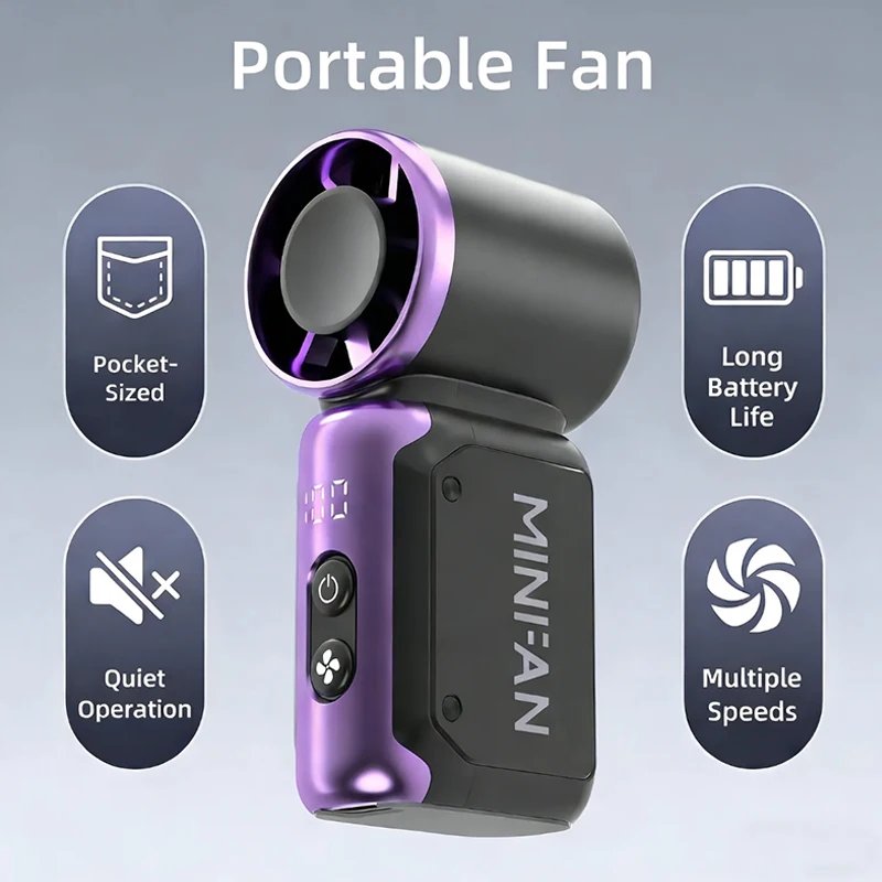 Mini handheld fan, portable small electric fan, USB charging portable pocket fan, suitable for outdoor, travel, and office use