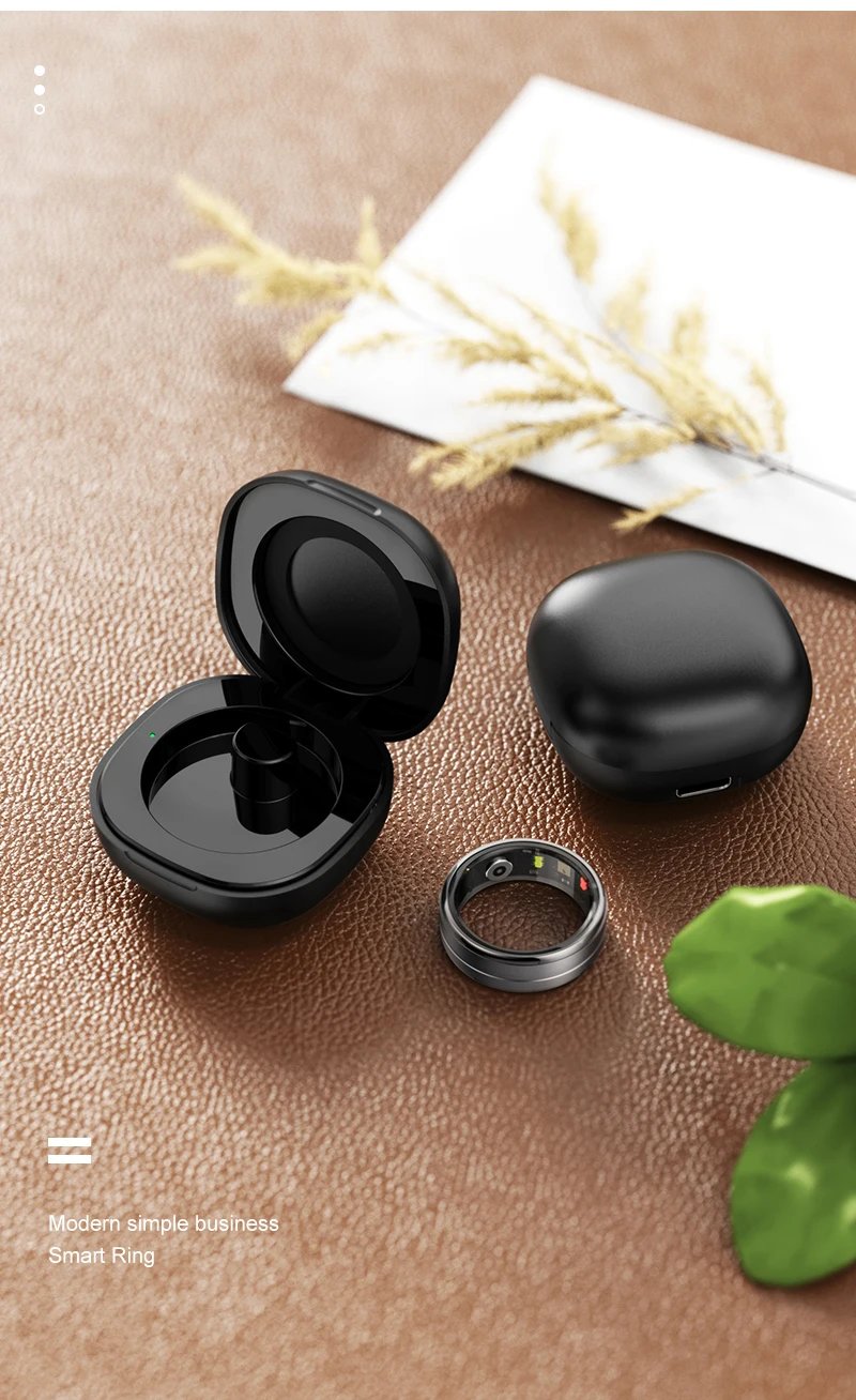 R06 Smart Ring Men Women with Charging Case,Heart Rate and Blood Oxygen Monitor,5ATM Waterproof,Multi-Sport Mode For Andriod IOS