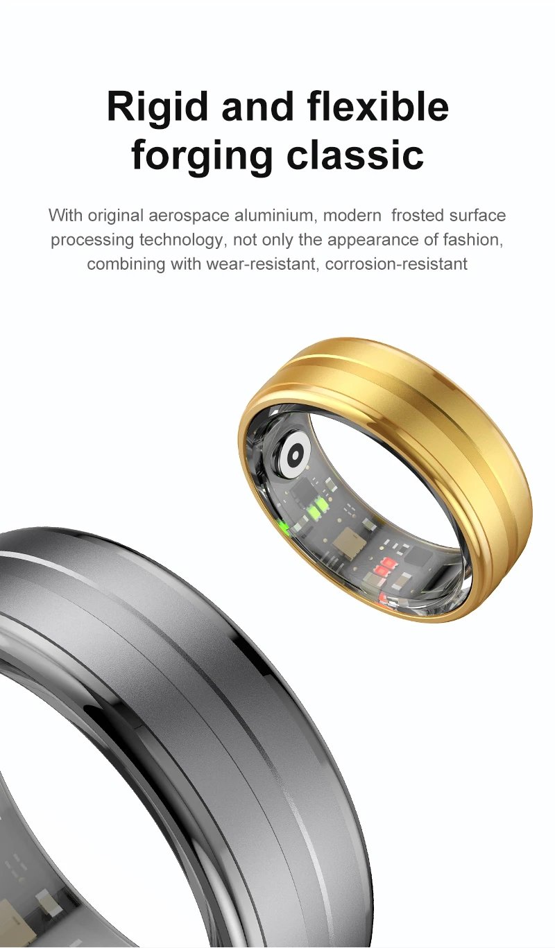 R06 Smart Ring Men Women with Charging Case,Heart Rate and Blood Oxygen Monitor,5ATM Waterproof,Multi-Sport Mode For Andriod IOS