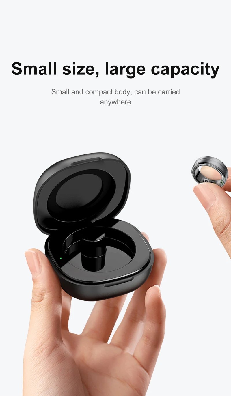 R06 Smart Ring Men Women with Charging Case,Heart Rate and Blood Oxygen Monitor,5ATM Waterproof,Multi-Sport Mode For Andriod IOS